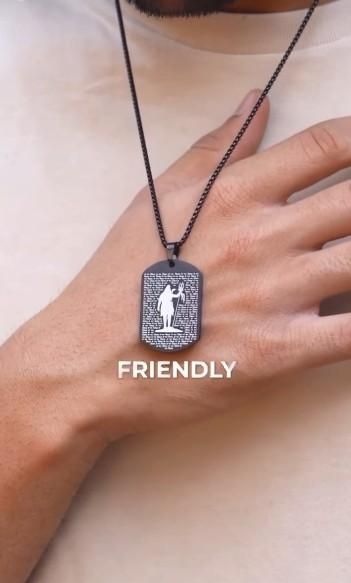 108 Om Namah Shivay Microcarved Tag Pendant with Chain
