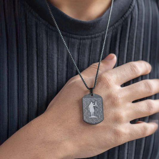 108 Om Namah Shivay Microcarved Tag Pendant with Chain