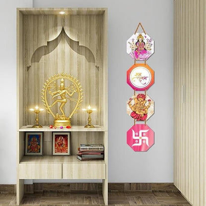 Shubh Laabh Wooden Printed Wall Hanging Decor