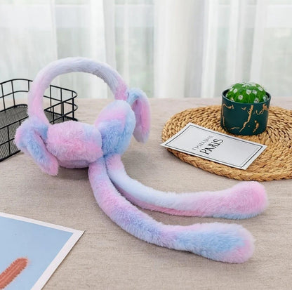 Jumping Rabbit Ear Winter Soft Warm Ear Muff For Girls & Kids - MultiColor Hair Band ( Pack Of 1 )
