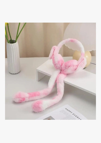 Jumping Rabbit Ear Winter Soft Warm Ear Muff For Girls & Kids - MultiColor Hair Band ( Pack Of 1 )