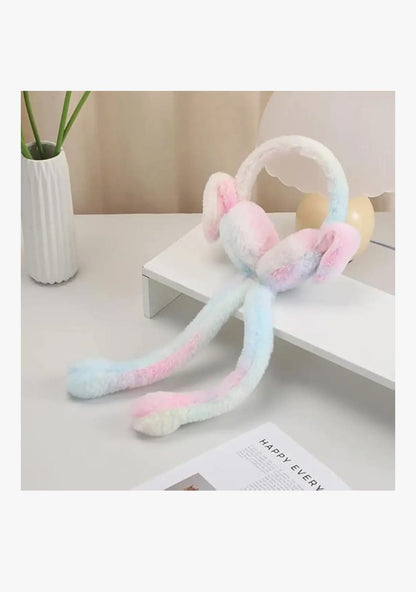 Jumping Rabbit Ear Winter Soft Warm Ear Muff For Girls & Kids - MultiColor Hair Band ( Pack Of 1 )